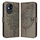 For ZTE Blade A35 Lite / A35 Core Embossed Butterfly Leather Phone Case(Grey) - 2