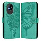 For ZTE Blade A35 Lite / A35 Core Embossed Butterfly Leather Phone Case(Green) - 2