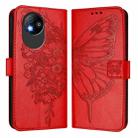 For ZTE Blade A35 Lite / A35 Core Embossed Butterfly Leather Phone Case(Red) - 2