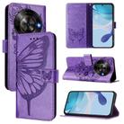 For ZTE Blade A75 5G / Nubia Focus Embossed Butterfly Leather Phone Case(Purple) - 1