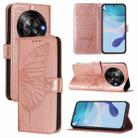 For ZTE Blade A75 5G / Nubia Focus Embossed Butterfly Leather Phone Case(Rose Gold) - 1