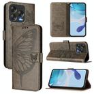 For ZTE Blade V70 Design Embossed Butterfly Leather Phone Case(Grey) - 1