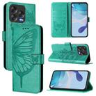 For ZTE Blade V70 Design Embossed Butterfly Leather Phone Case(Green) - 1
