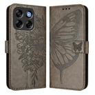 For ZTE Blade V70 Vita / V70 Design Embossed Butterfly Leather Phone Case(Grey) - 2