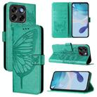 For ZTE Blade V70 Vita / V70 Design Embossed Butterfly Leather Phone Case(Green) - 1