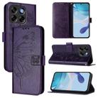 For ZTE Blade V70 Vita / V70 Design Embossed Butterfly Leather Phone Case(Dark Purple) - 1