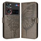 For ZTE Nubia Z60 Ultra Embossed Butterfly Leather Phone Case(Grey) - 1