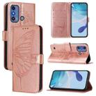 For ZTE Blade A53 Pro Embossed Butterfly Leather Phone Case(Rose Gold) - 1
