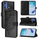For ZTE Blade A53 Pro Embossed Butterfly Leather Phone Case(Black) - 1