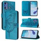 For ZTE Blade A53 Pro Embossed Butterfly Leather Phone Case(Blue) - 1