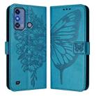 For ZTE Blade A53 Pro Embossed Butterfly Leather Phone Case(Blue) - 2