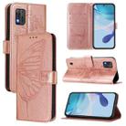 For ZTE Blade A52 Lite Embossed Butterfly Leather Phone Case(Rose Gold) - 1