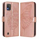For ZTE Blade A52 Lite Embossed Butterfly Leather Phone Case(Rose Gold) - 2