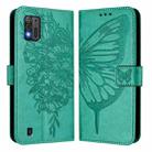 For ZTE Blade A52 Lite Embossed Butterfly Leather Phone Case(Green) - 2