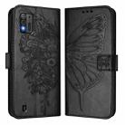 For ZTE Blade A52 Lite Embossed Butterfly Leather Phone Case(Black) - 2