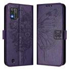 For ZTE Blade A52 Lite Embossed Butterfly Leather Phone Case(Dark Purple) - 2