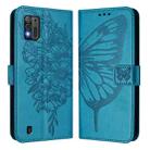 For ZTE Blade A52 Lite Embossed Butterfly Leather Phone Case(Blue) - 2