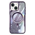 For iPhone 15 Blade MagSafe Magnetic Gradient Glitter PC Phone Case(Purple) - 1