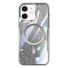 For iPhone 12 Blade MagSafe Magnetic Gradient Glitter PC Phone Case(Silver White) - 1