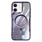 For iPhone 12 Blade MagSafe Magnetic Gradient Glitter PC Phone Case(Purple) - 1