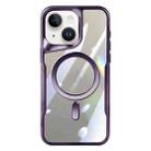 For iPhone 15 Plus Blade MagSafe Magnetic Transparent PC Phone Case(Purple) - 1