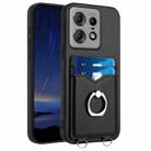 For Motorola Edge 50 Pro EU Edition R20 Ring Card Holder Phone Case(Black) - 1