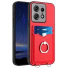 For Motorola Edge 50 Pro EU Edition R20 Ring Card Holder Phone Case(Red) - 1