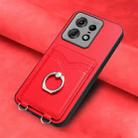 For Motorola Edge 50 Pro EU Edition R20 Ring Card Holder Phone Case(Red) - 2