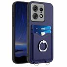 For Motorola Edge 50 Pro EU Edition R20 Ring Card Holder Phone Case(Blue) - 1