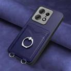 For Motorola Edge 50 Pro EU Edition R20 Ring Card Holder Phone Case(Blue) - 2