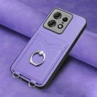 For Motorola Edge 50 Pro EU Edition R20 Ring Card Holder Phone Case(Purple) - 2