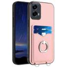 For Motorola Moto G 5G 2024 R20 Ring Card Holder Phone Case(Pink) - 1