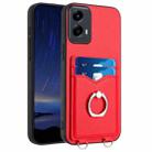 For Motorola Moto G 5G 2024 R20 Ring Card Holder Phone Case(Red) - 1