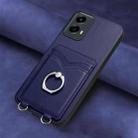 For Motorola Moto G 5G 2024 R20 Ring Card Holder Phone Case(Blue) - 2