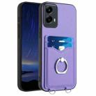 For Motorola Moto G 5G 2024 R20 Ring Card Holder Phone Case(Purple) - 1