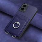 For Motorola Moto G Play 2024 5G R20 Ring Card Holder Phone Case(Blue) - 2