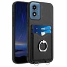 For Motorola Moto G Play 2024 4G R20 Ring Card Holder Phone Case(Black) - 1