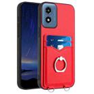 For Motorola Moto G Play 2024 4G R20 Ring Card Holder Phone Case(Red) - 1