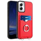 For Motorola Moto G Power 5G 2024 R20 Ring Card Holder Phone Case(Red) - 1