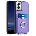 For Motorola Moto G Power 5G 2024 R20 Ring Card Holder Phone Case(Purple) - 1