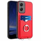 For Motorola Moto G Stylus 5G 2024 R20 Ring Card Holder Phone Case(Red) - 1