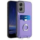 For Motorola Moto G Stylus 5G 2024 R20 Ring Card Holder Phone Case(Purple) - 1