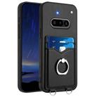 For Nothing Phone 3a R20 Ring Card Holder Phone Case(Black) - 1