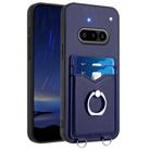 For Nothing Phone 3a R20 Ring Card Holder Phone Case(Blue) - 1