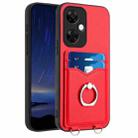 For OnePlus Nord CE3 Lite R20 Ring Card Holder Phone Case(Red) - 1