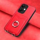 For OnePlus Nord CE3 Lite R20 Ring Card Holder Phone Case(Red) - 2