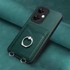 For OnePlus Nord CE3 Lite R20 Ring Card Holder Phone Case(Green) - 2