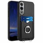For OnePlus Nord CE4 / OPPO K12 5G R20 Ring Card Holder Phone Case(Black) - 1