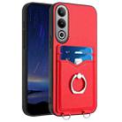 For OnePlus Nord CE4 / OPPO K12 5G R20 Ring Card Holder Phone Case(Red) - 1