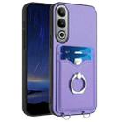 For OnePlus Nord CE4 / OPPO K12 5G R20 Ring Card Holder Phone Case(Purple) - 1